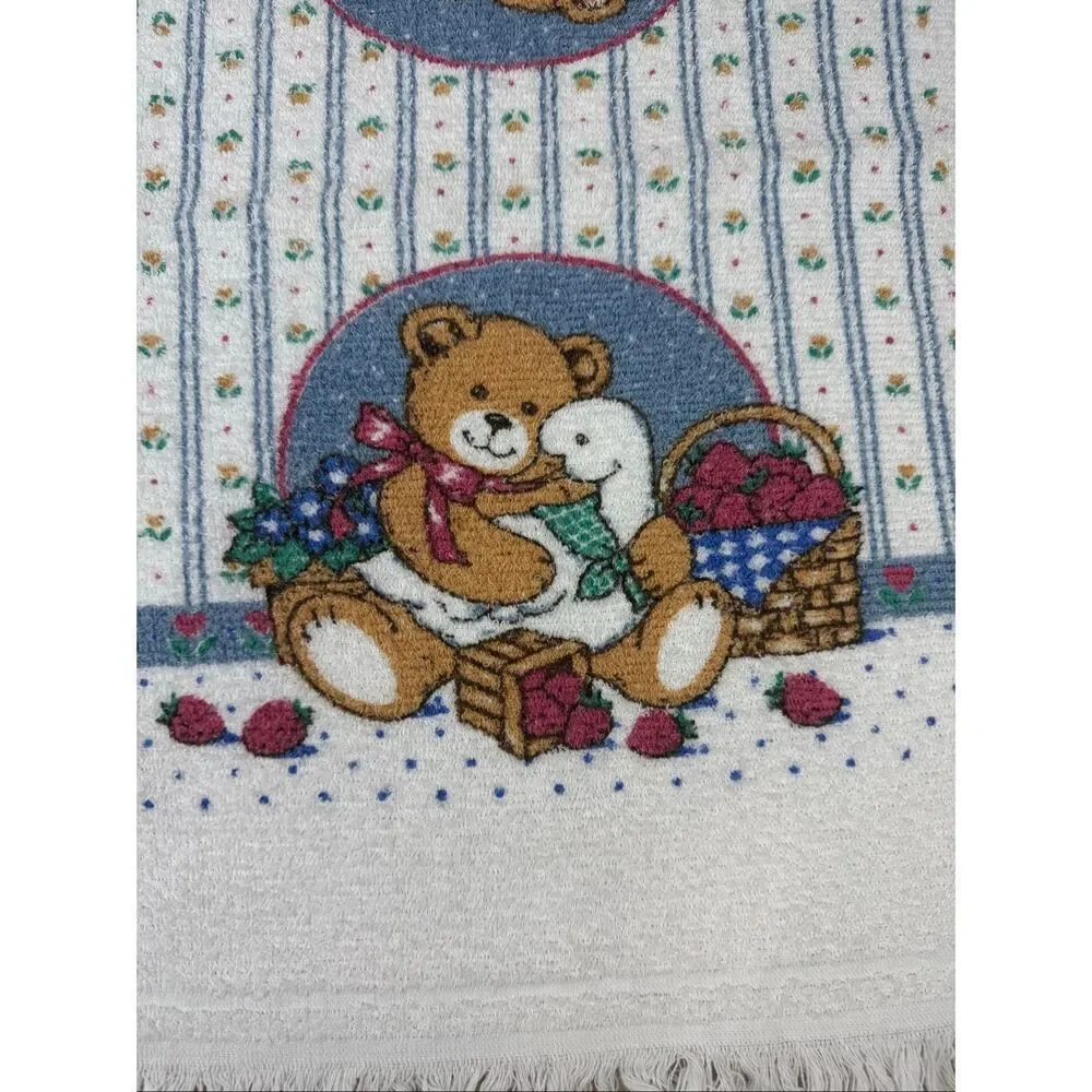 Vintage Bear Goose Hand Towels Set of 2 Cottagecore Hearts